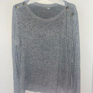 J. Crew Sweater Womens L Gray Viscose Pullover Long Sleeve Shoulder Button Soft